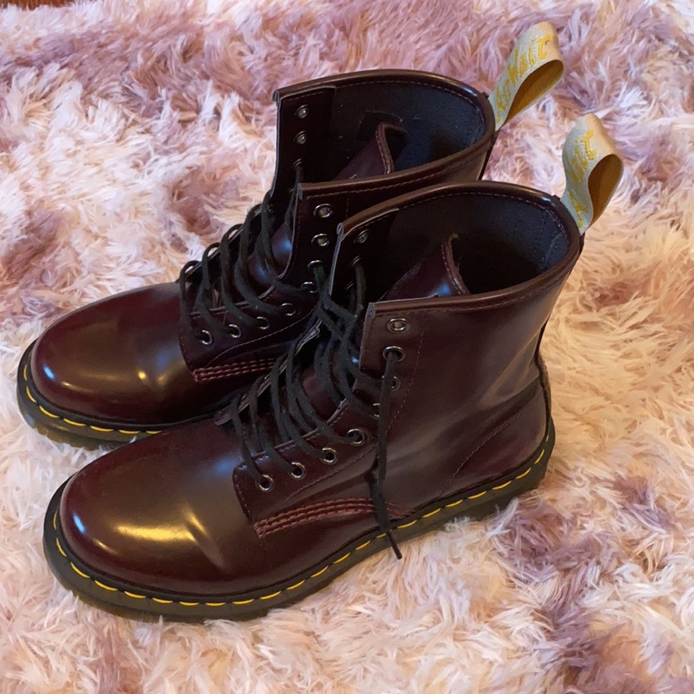 Dr. Martens 1460 8-Eye Vegan Boot Red, Size US Women’s 9